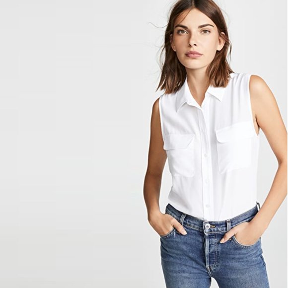 Equipment Sleeveless Slim Signature Blouse - Picture 7 of 7